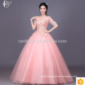 Slim Fit Short Sleeve Light Pink Party Prom Ball Gown Wedding Dress